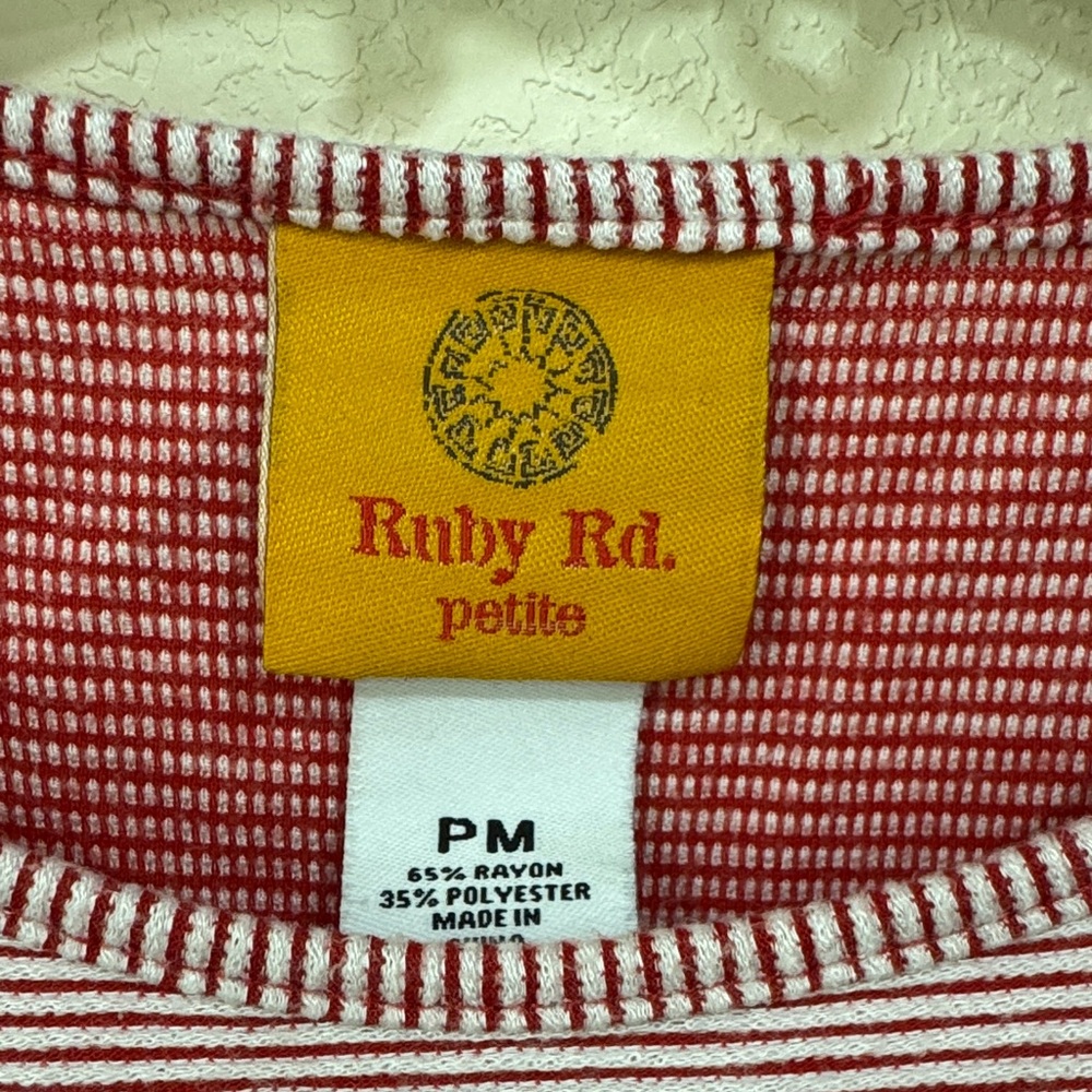 Ruby Rd. Red Striped Top - Picture 2 of 3
